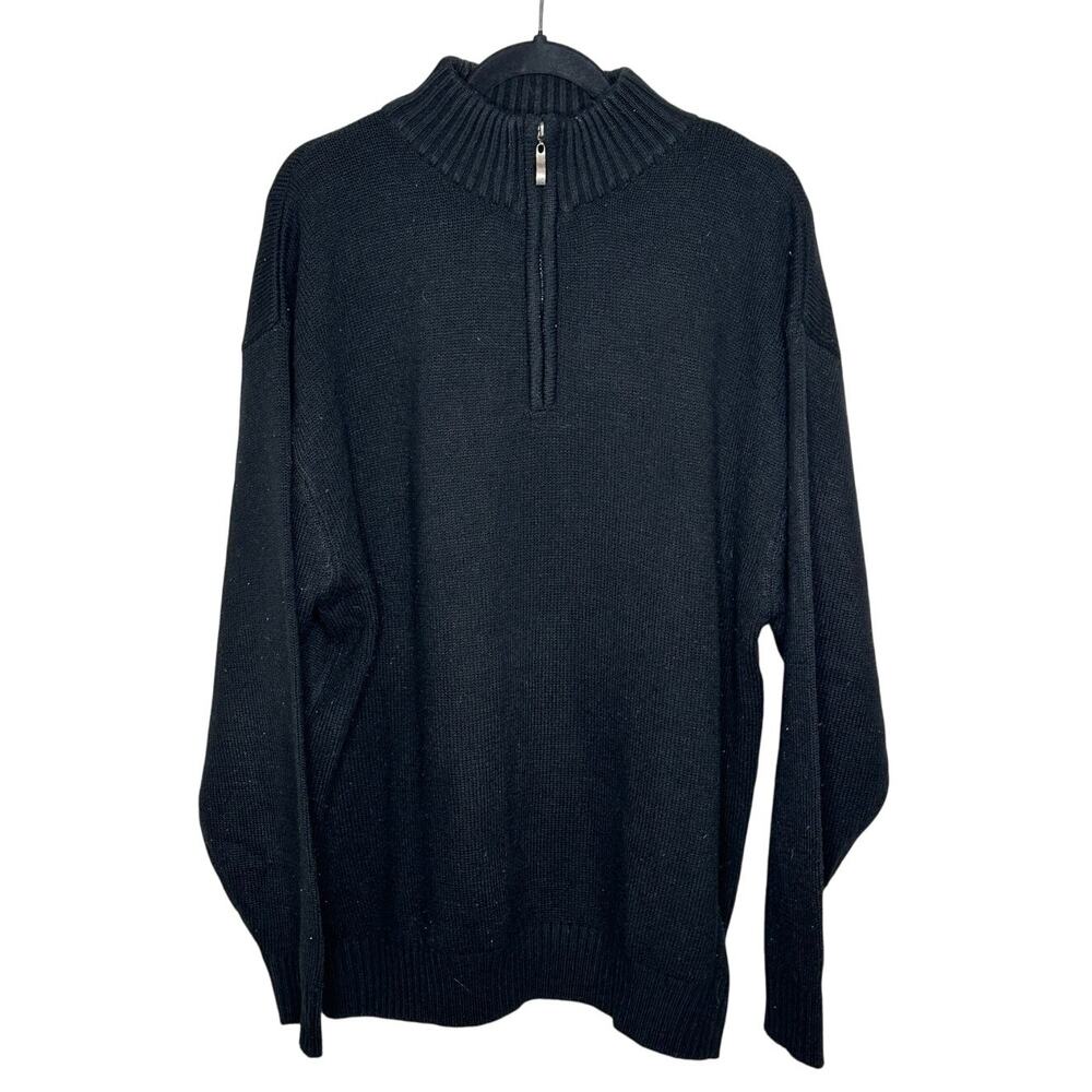 Jordan Craig Mens XL Black 1/4 Zip Mock Neck Knit‎ Pullover Sweater Long Sleeve